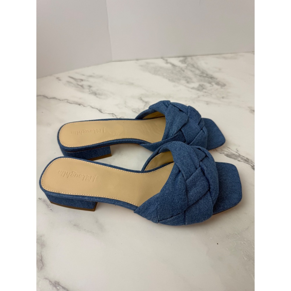 J.McLaughlin Hannah Denim Braided Block Heel Sandals New Sz 7.5 - Picture 4 of 8